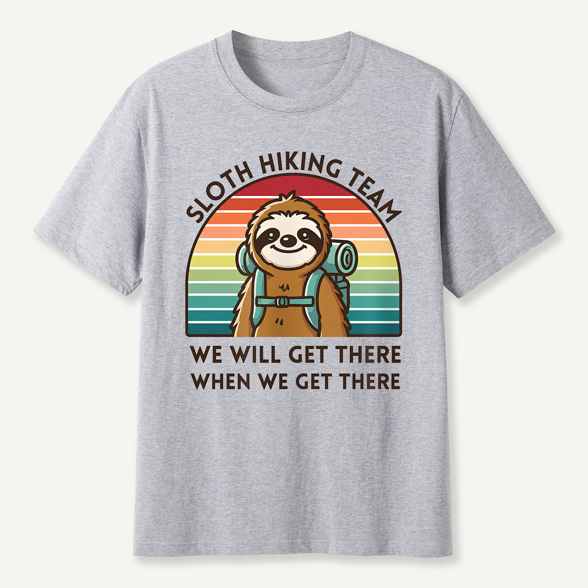 Sloth Hiking Team Retro Sunset T-Shirt