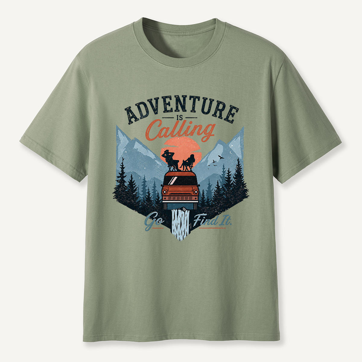 Adventure Is Calling Camper Van Mountain T-Shirt