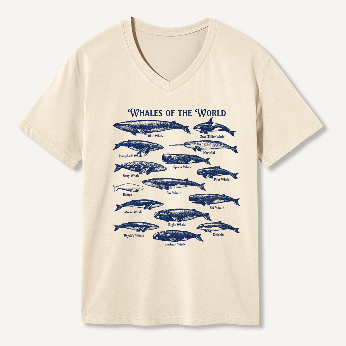 Whales Of The World Marine Guide V-neck T-Shirt
