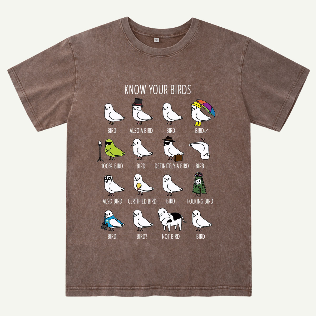 Know Your Birds Bird Chart Washed T-Shirt