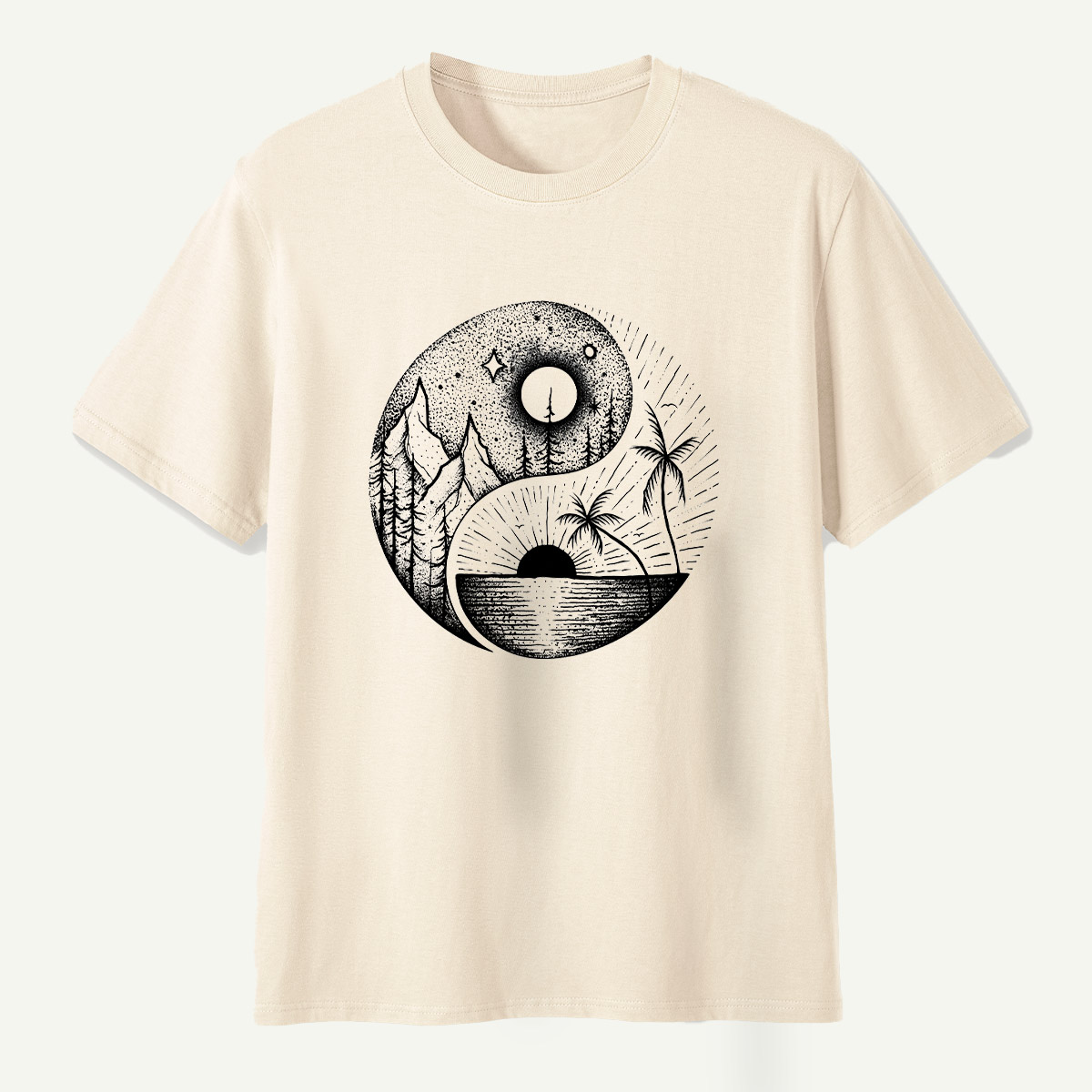 Yin Yang Sun Moon Forest Balance T-Shirt