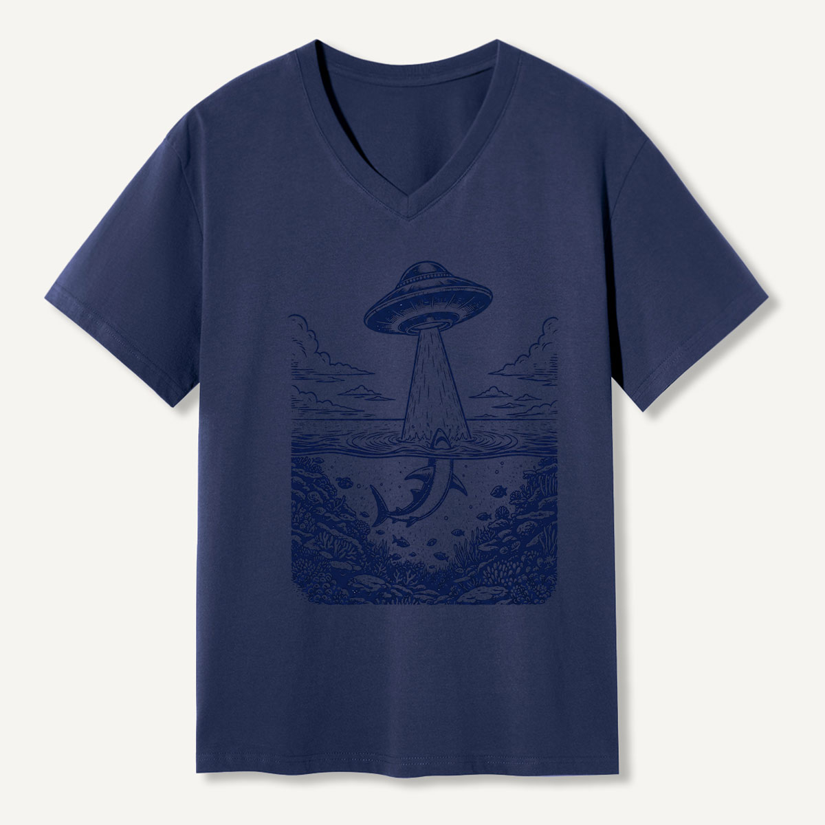 Alien Abduction Ocean Encounter V-neck T-Shirt