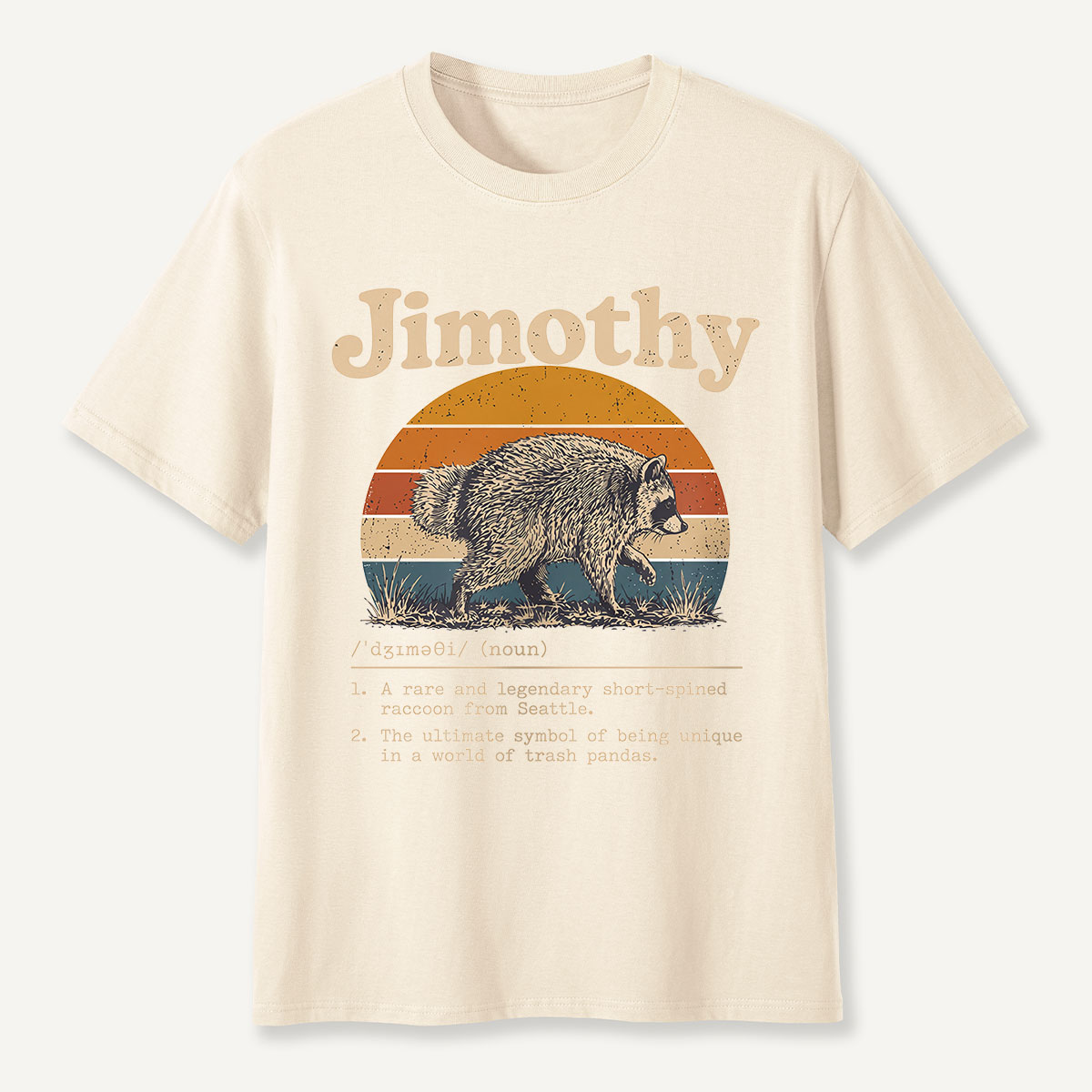 Jimothy Definition Retro Sunset Raccoon T-Shirt