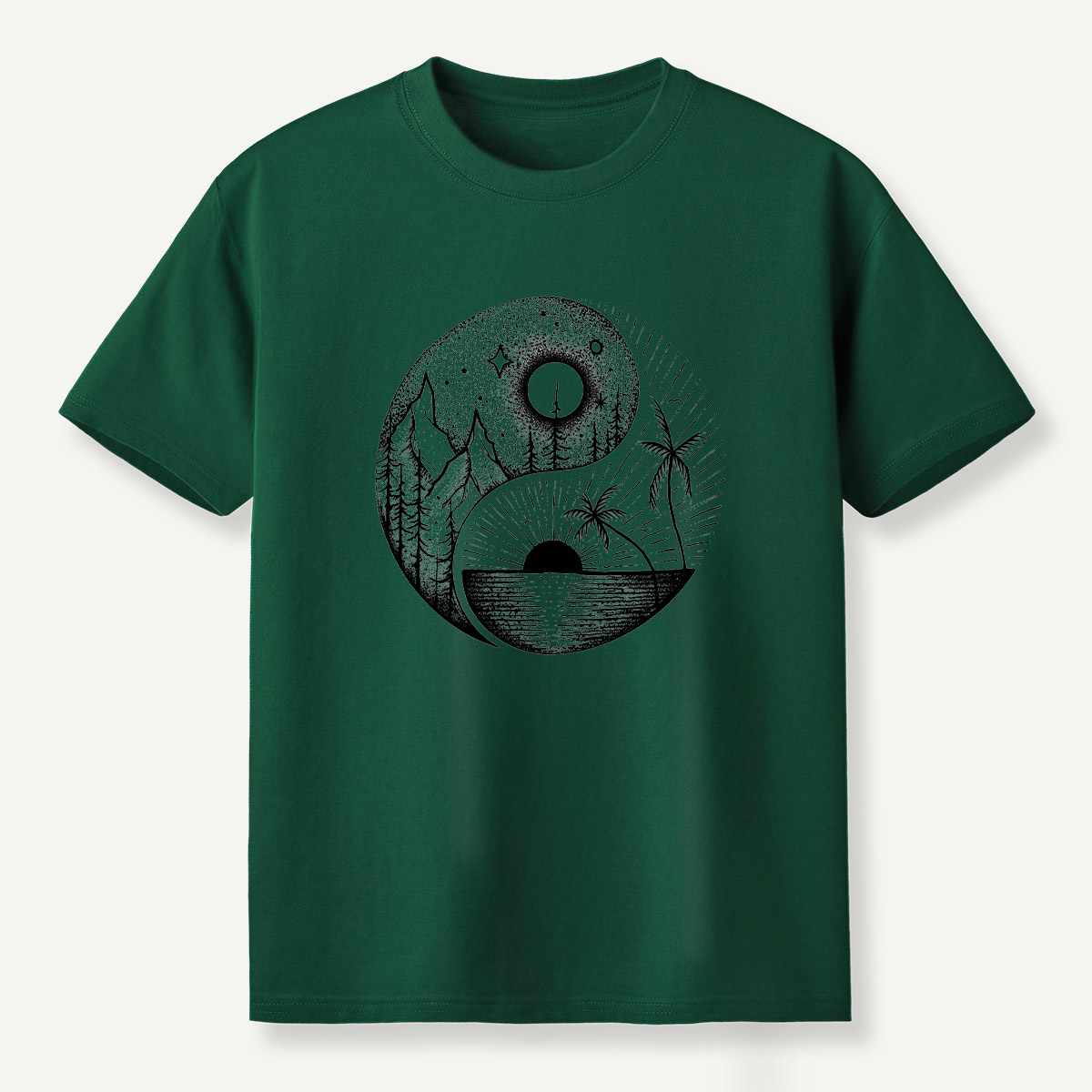 Yin Yang Sun Moon Forest Balance T-Shirt