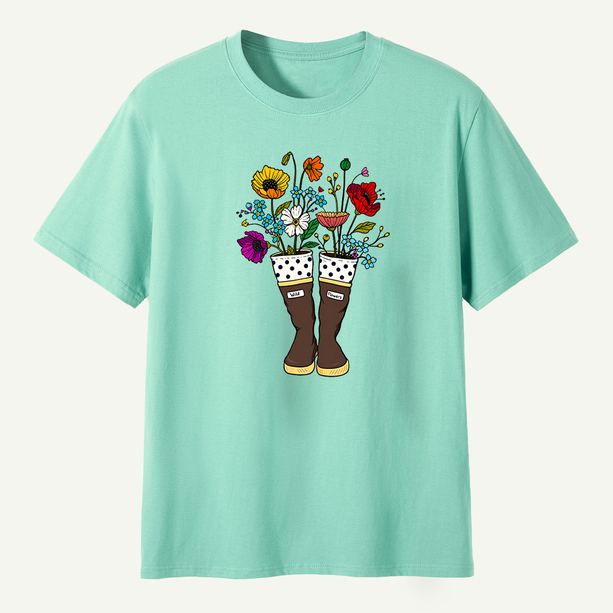 Wild Flowers Garden Boots Colorful Wildflower Bouquet T-Shirt