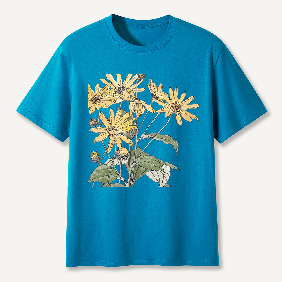 Yellow Wildflowers Botanical Illustration T-Shirt
