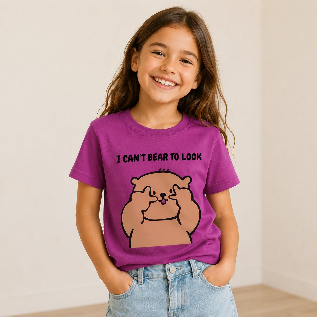 I Can’t Bear to Look Funny Bear Kids T-Shirt