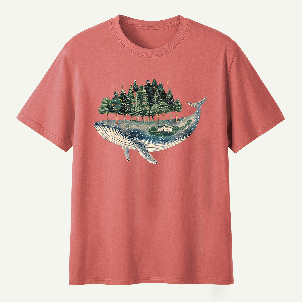 Whale Carrying A Moonlit Forest T-Shirt