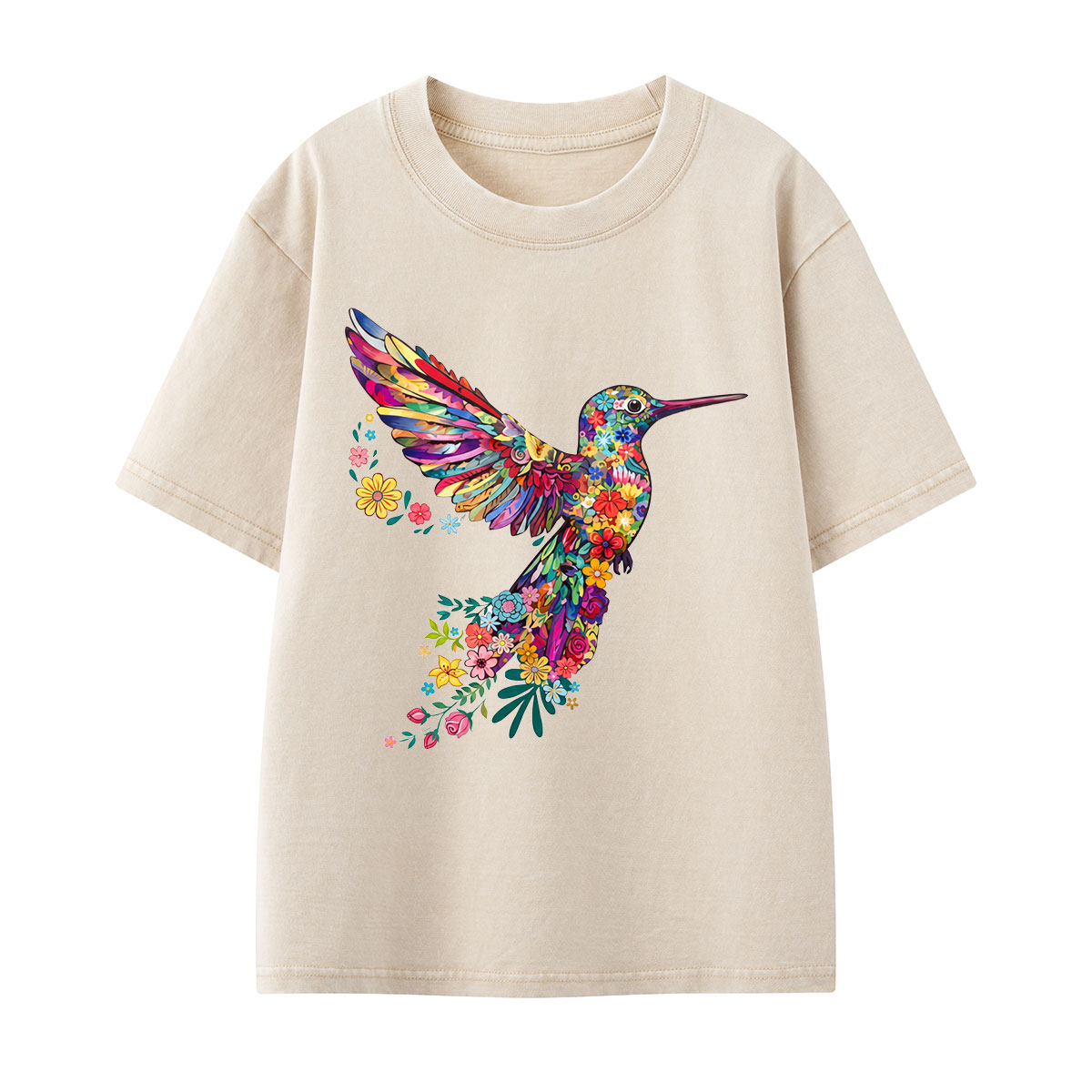 Animal Lover Hummingbird Kids Washed T-Shirt