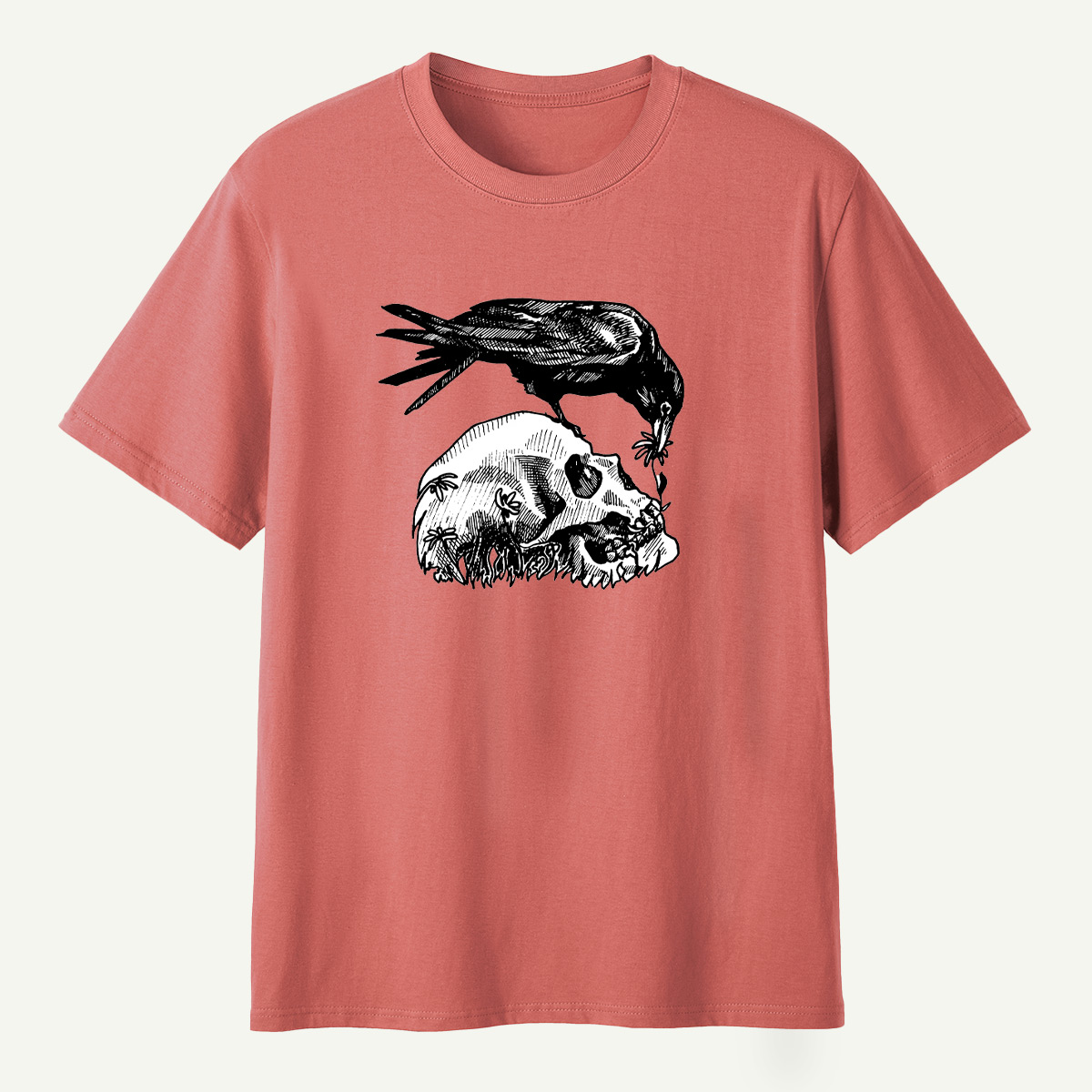 Raven Perched On Skull T-Shirt