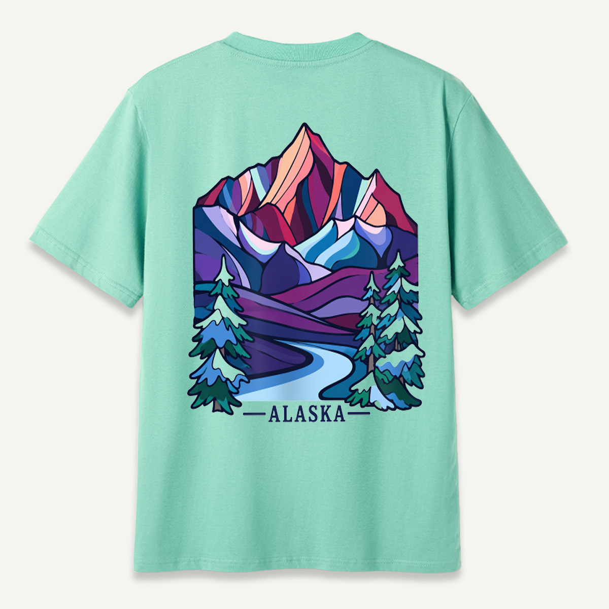 Alaska Abstract Mountain Winter Landscape T-Shirt