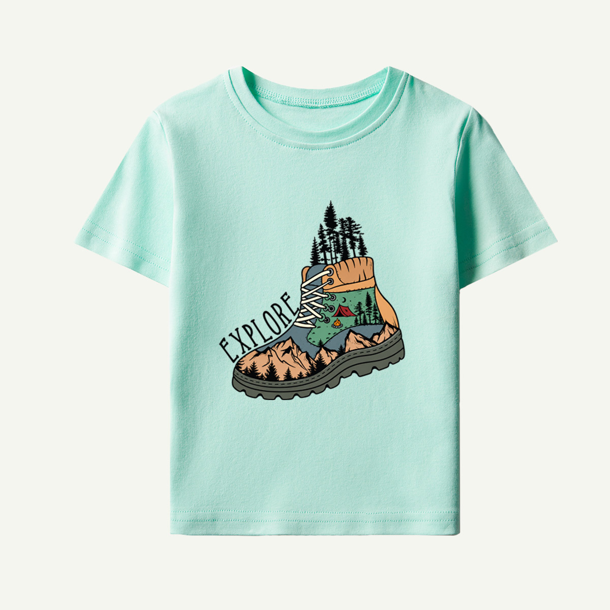 Explore Outdoor Boot Landscape Kids T-Shirt