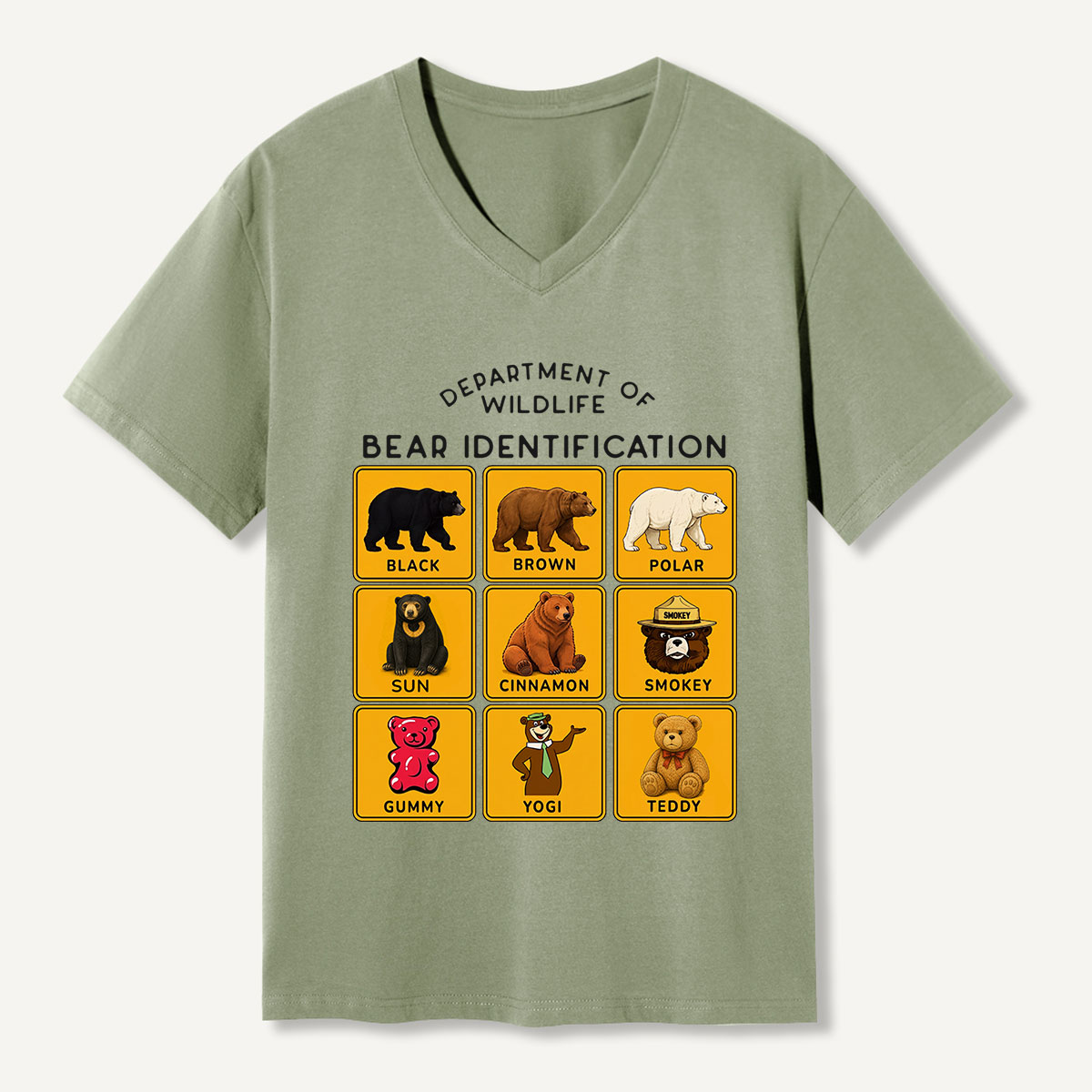 Department of Wildlife Bear Identification V-neck T-Shirt