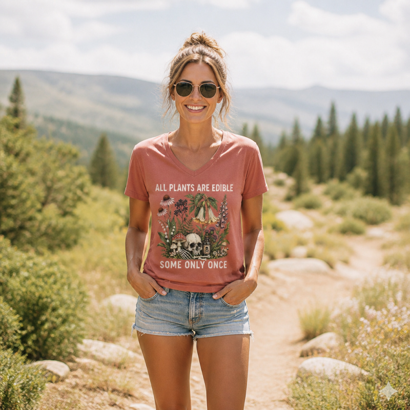 All Plants Are Edible Some Only Once V-neck T-Shirt