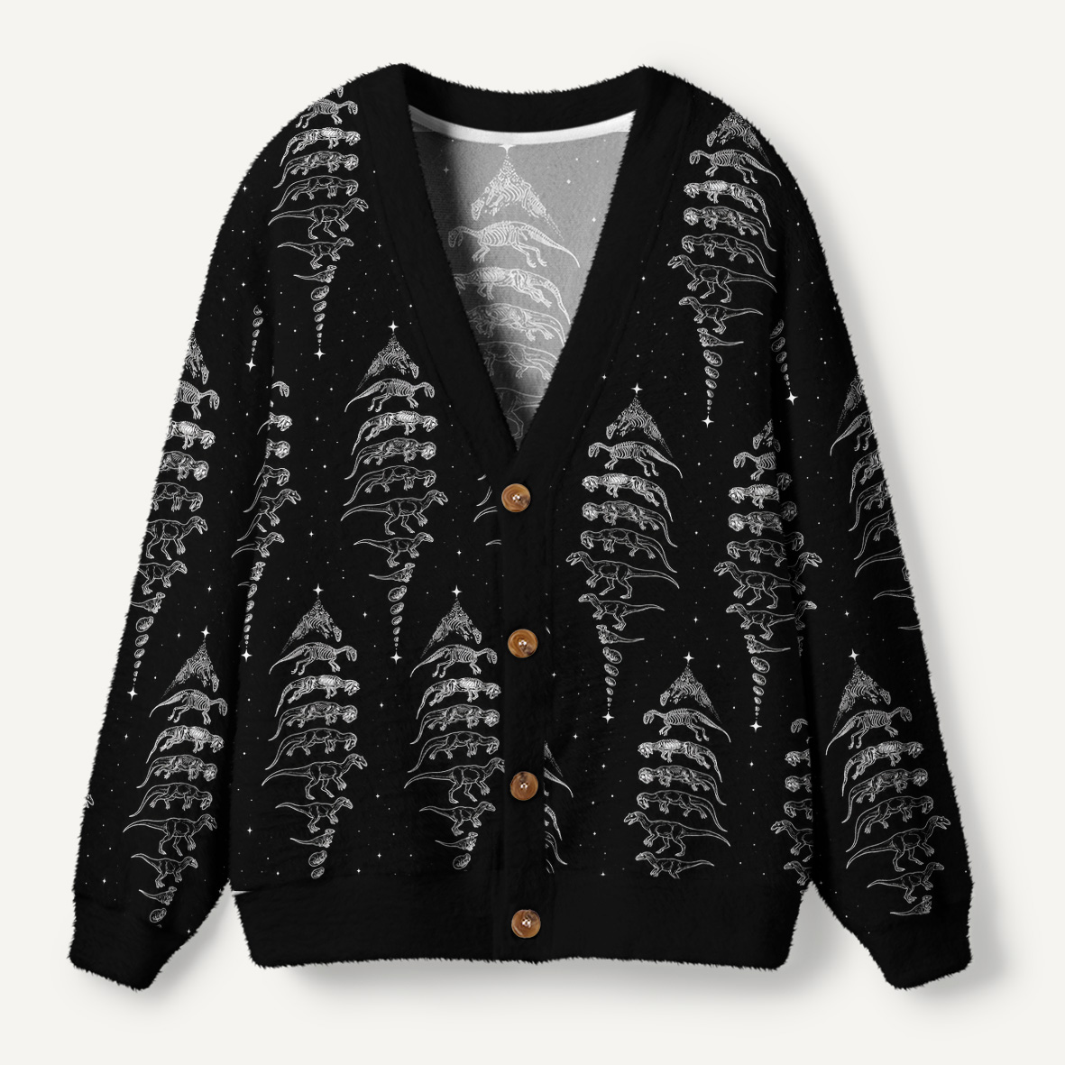 Dinosaur Skeleton Evolution Christmas Tree Ugly Cardigan Sweaters