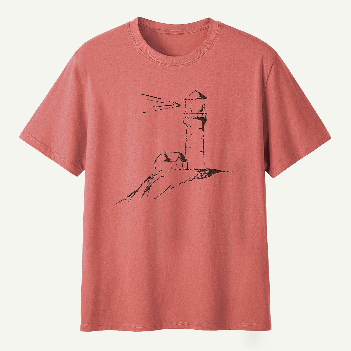 Coastal Lighthouse Minimalist Sketch T-Shirt