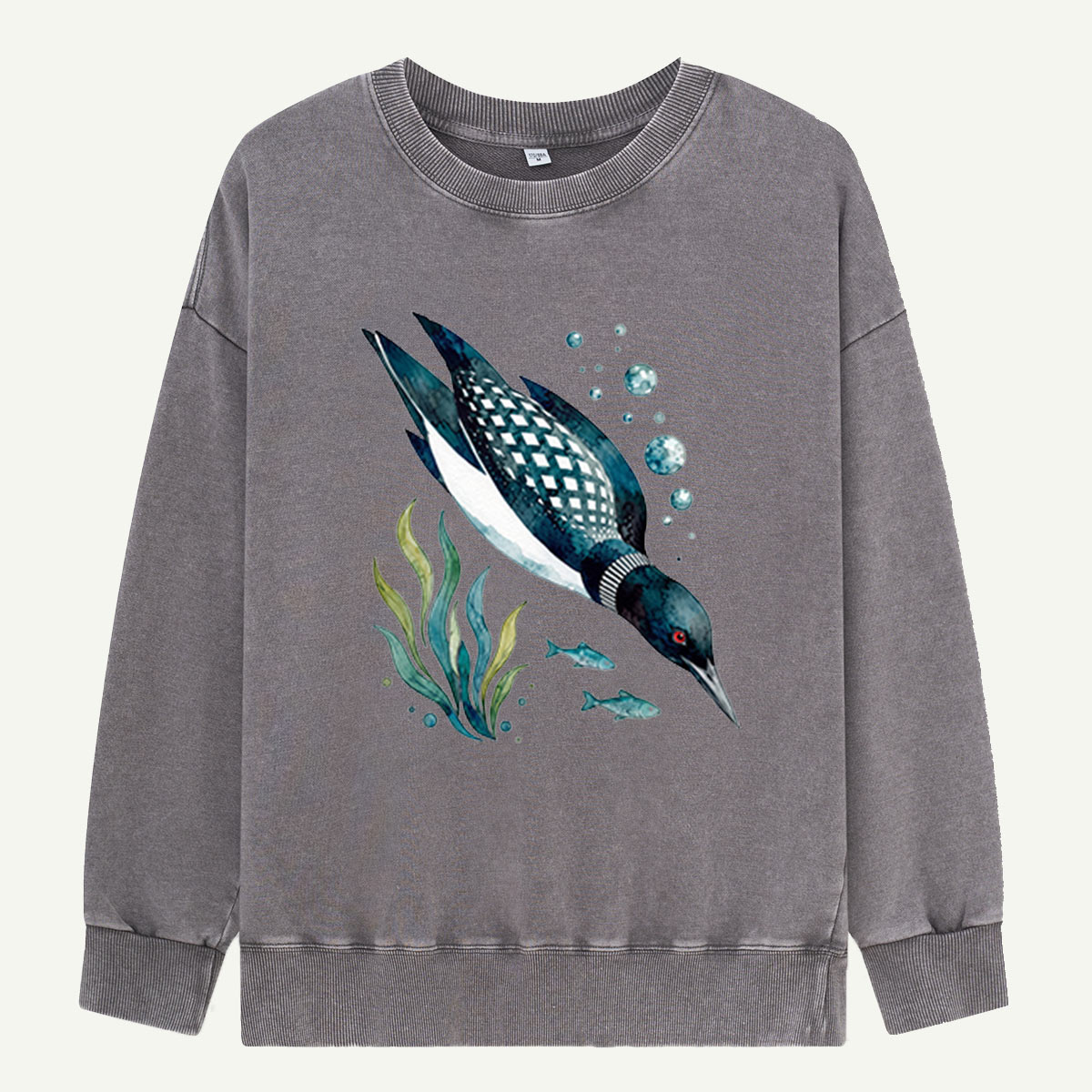 Loon Goes Fishing Washed Sweatshirts