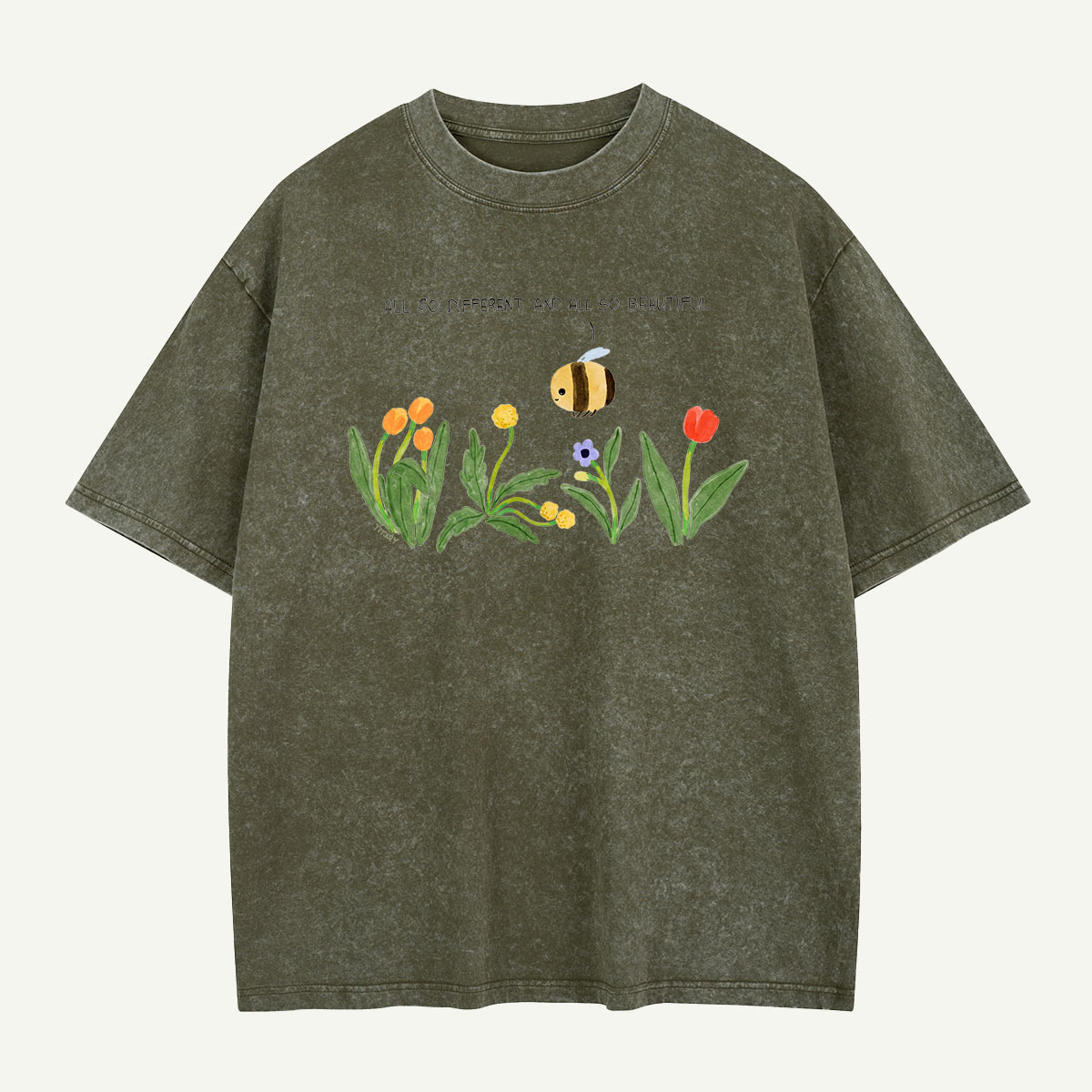 Different Blooms One Bee Washed T-Shirt