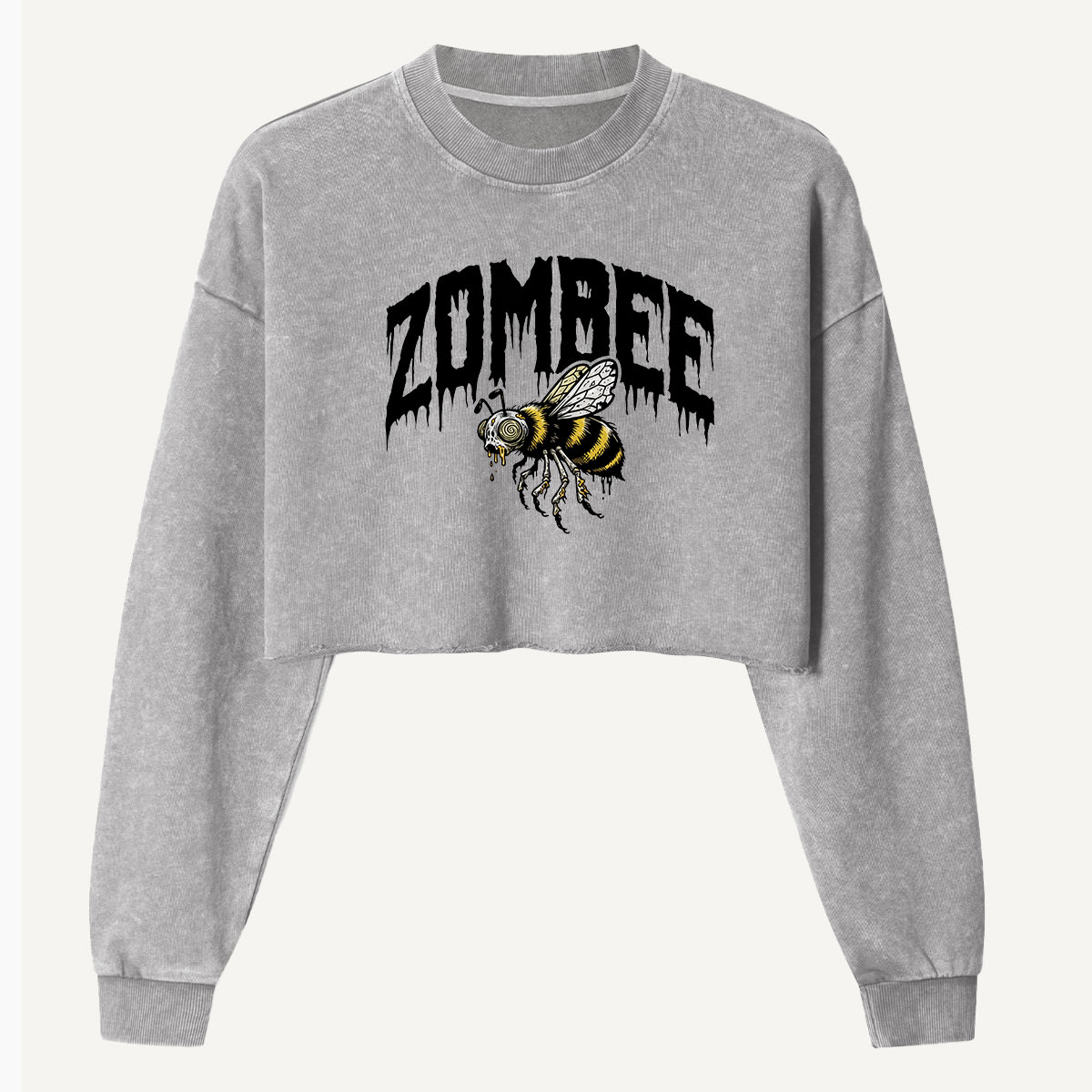 Zombee Undead Bee Women's Washed Cropped Sweatshirt