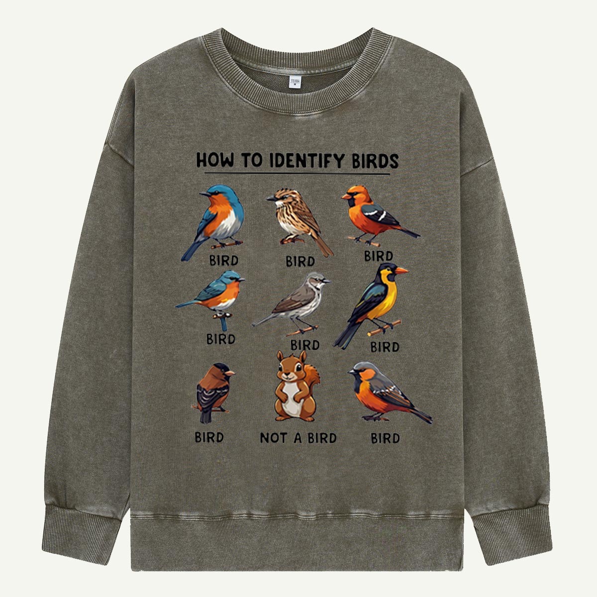 Funny Bird How to Identify Birds Washed Sweatshirts