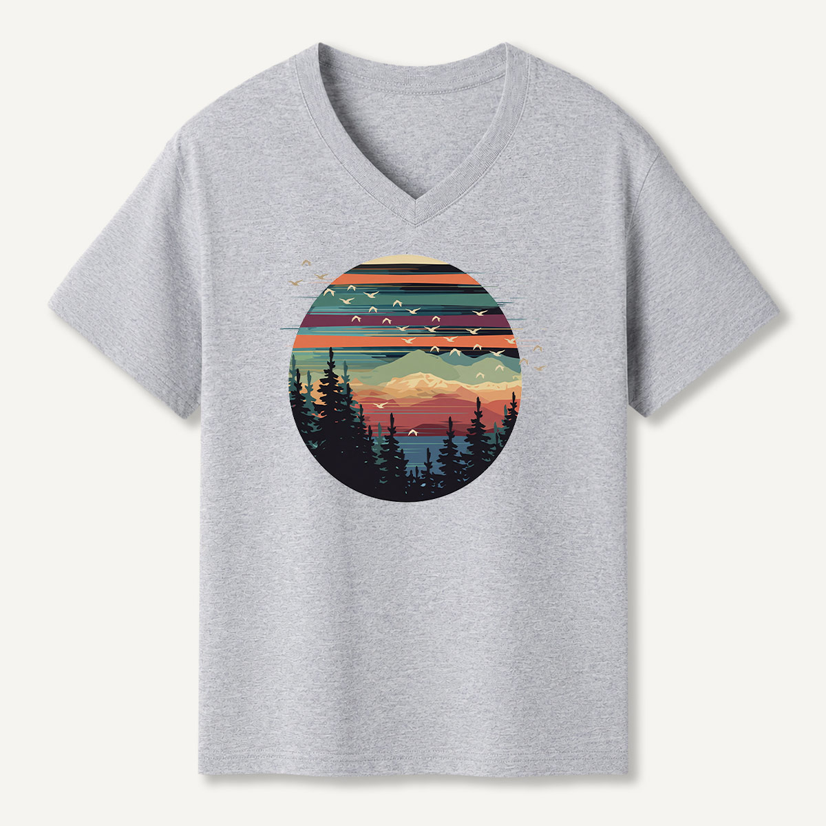 Penguin Sunset Mountain Escape V-neck T-Shirt