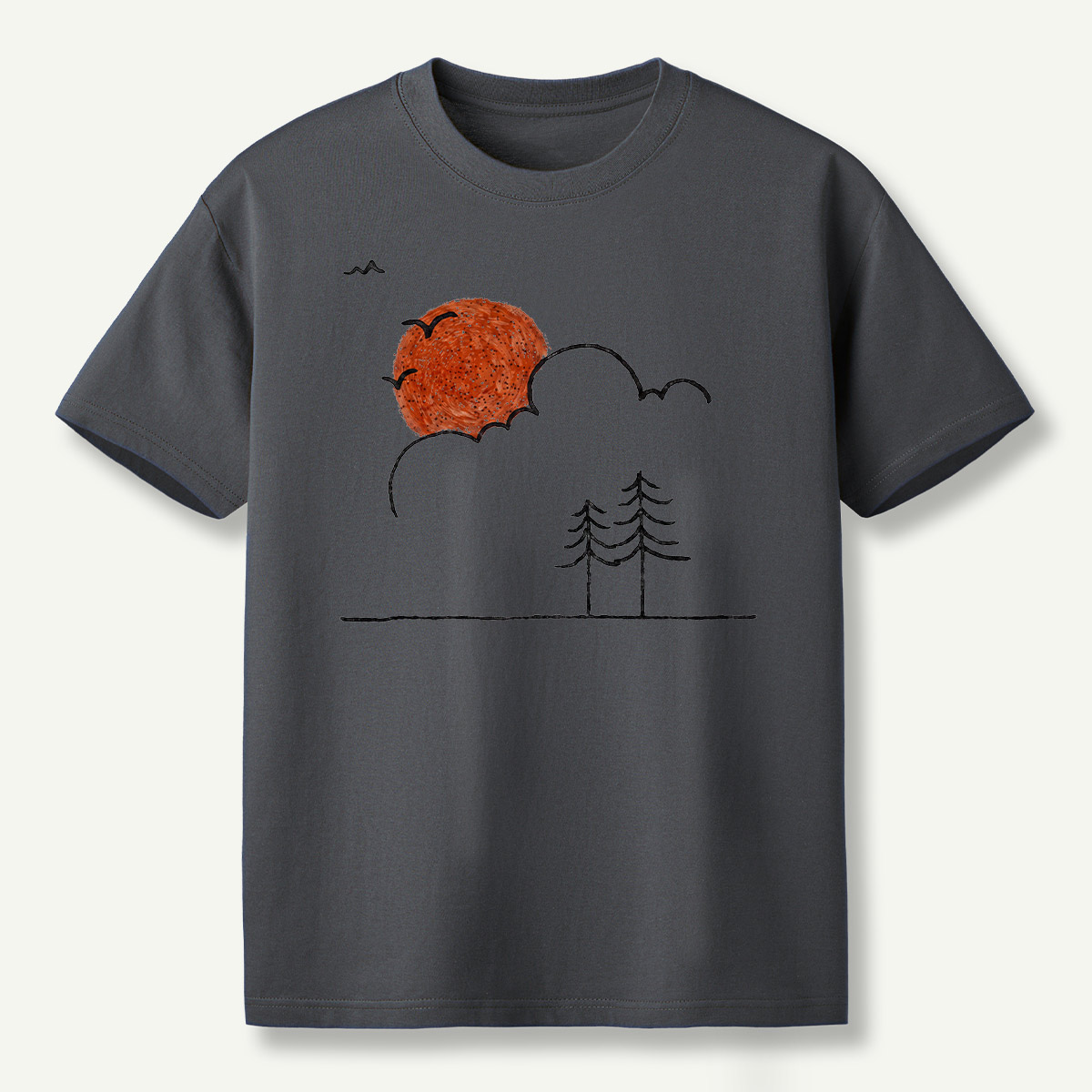 Minimal Sunset Pine Trees T-Shirt