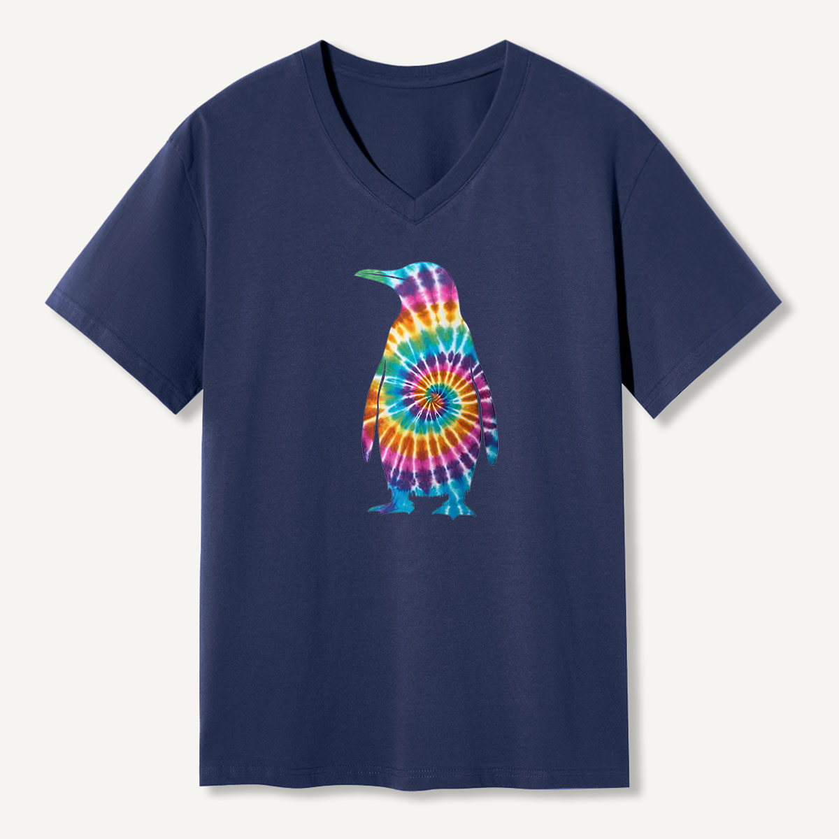 Tie Dye Penguin Retro Swirl V-neck T-Shirt