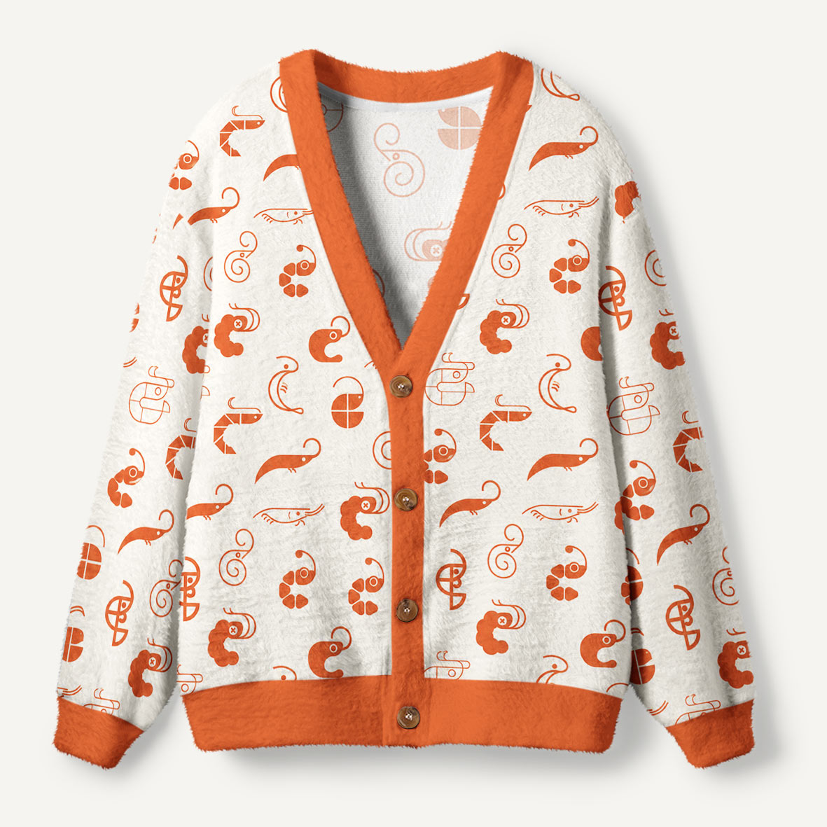 Geometric Shrimp Line Art Collection Ugly Cardigan Sweaters