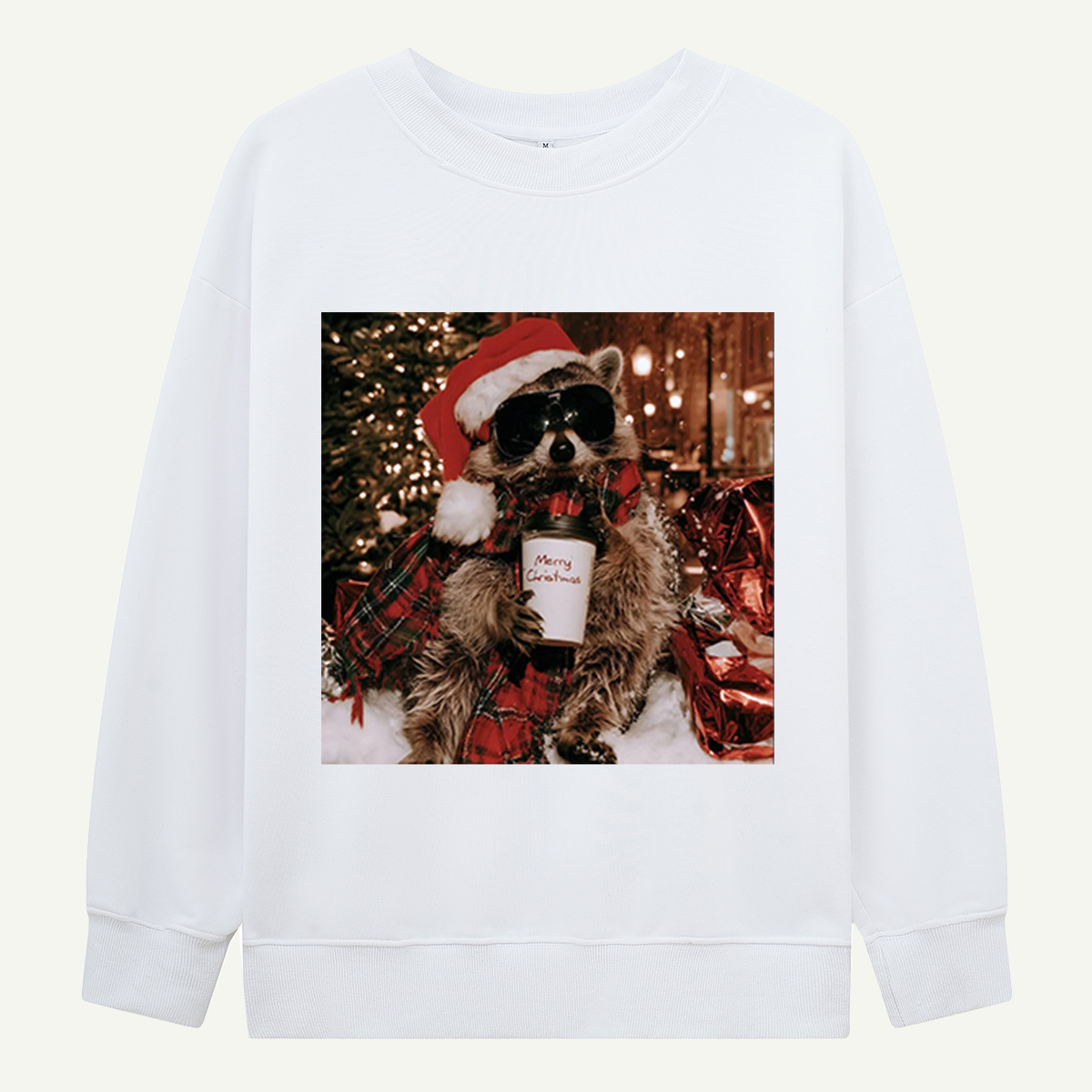 Merry Christmas Cool Raccoon With Holiday Coffee Sweatshirts