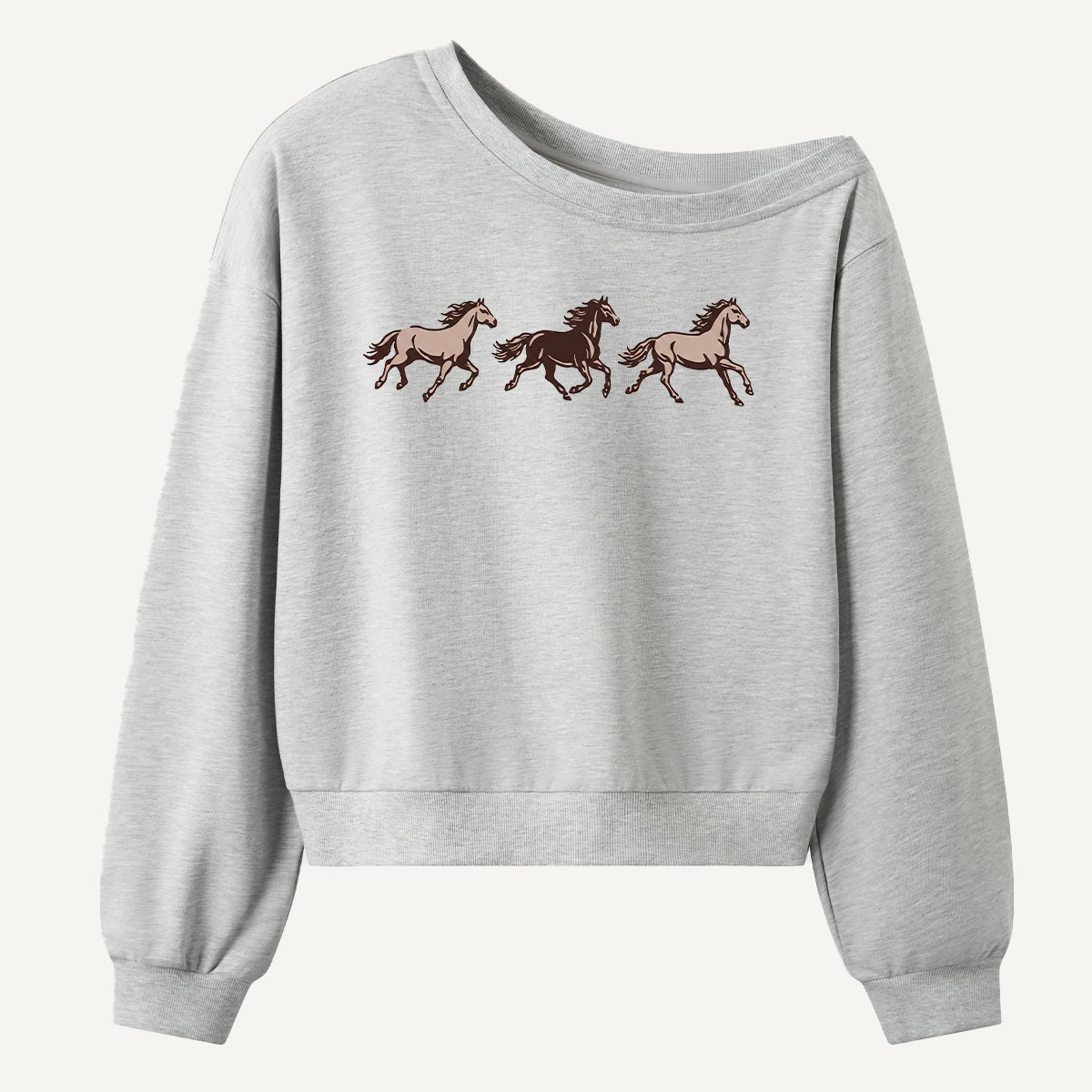 Wild Horses Running Free Women Off Shoulder Sweatshirt