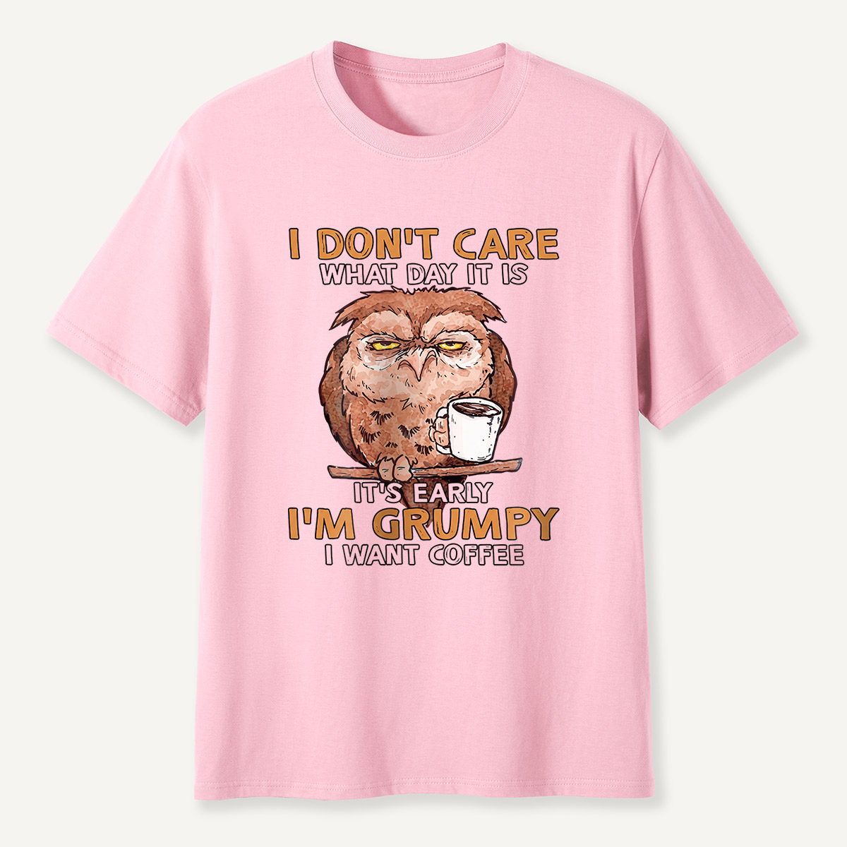 Grumpy Owl I Want Coffee Morning T-Shirt
