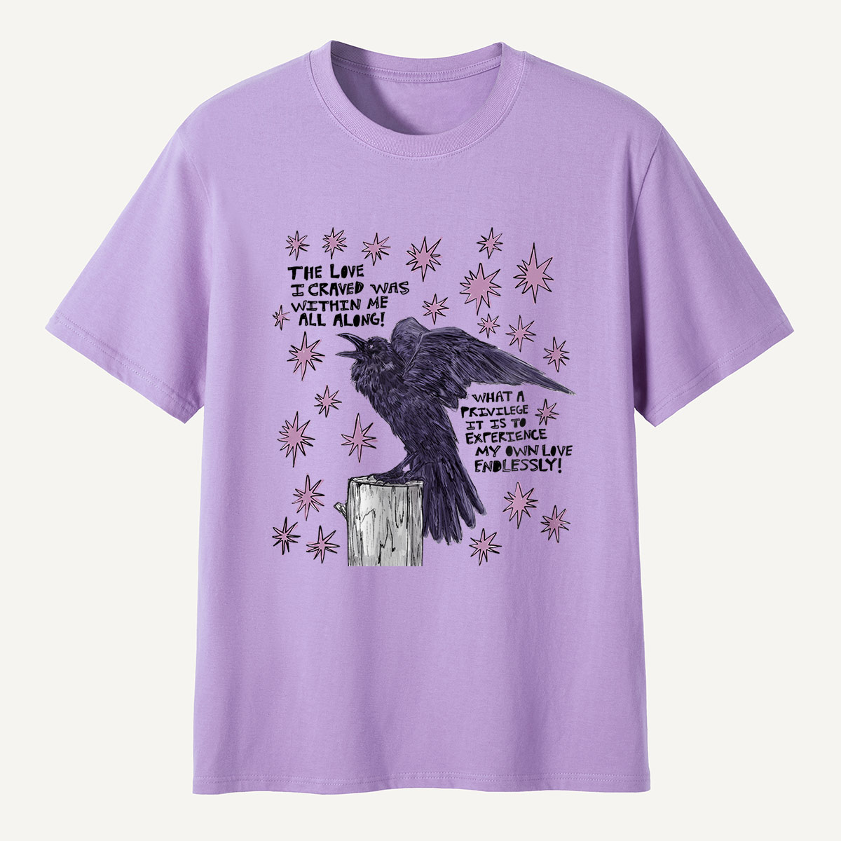 Cosmic Crow Self‑Love Quote T-Shirt