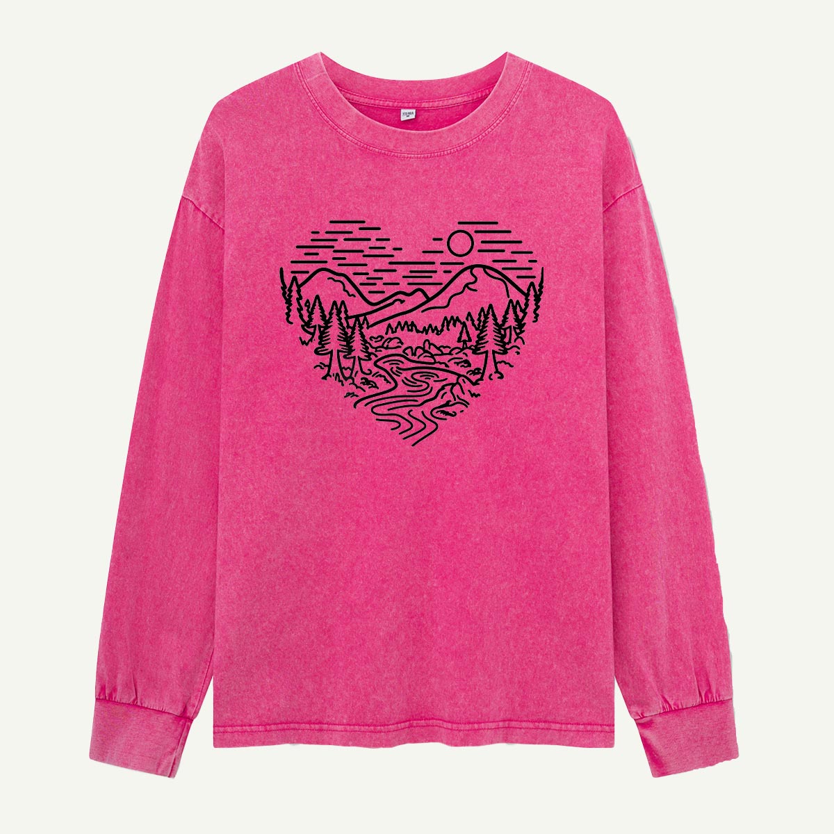 Follow the River to the Mountains Washed Long Sleeves