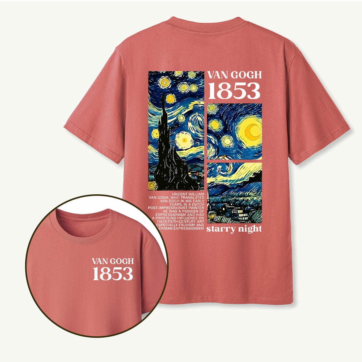 Van Gogh 1853 Starry Night Panel T-Shirt