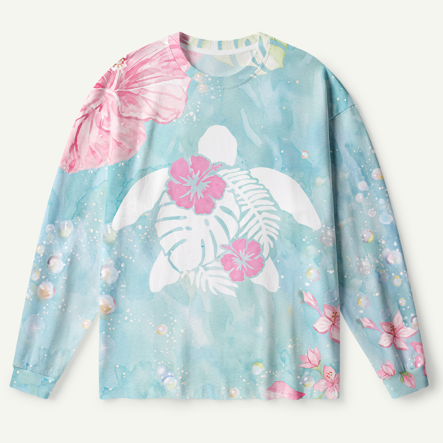 Tropical Flower Sea Turtle Ocean Dream Premium Pure Cotton Long Sleeves