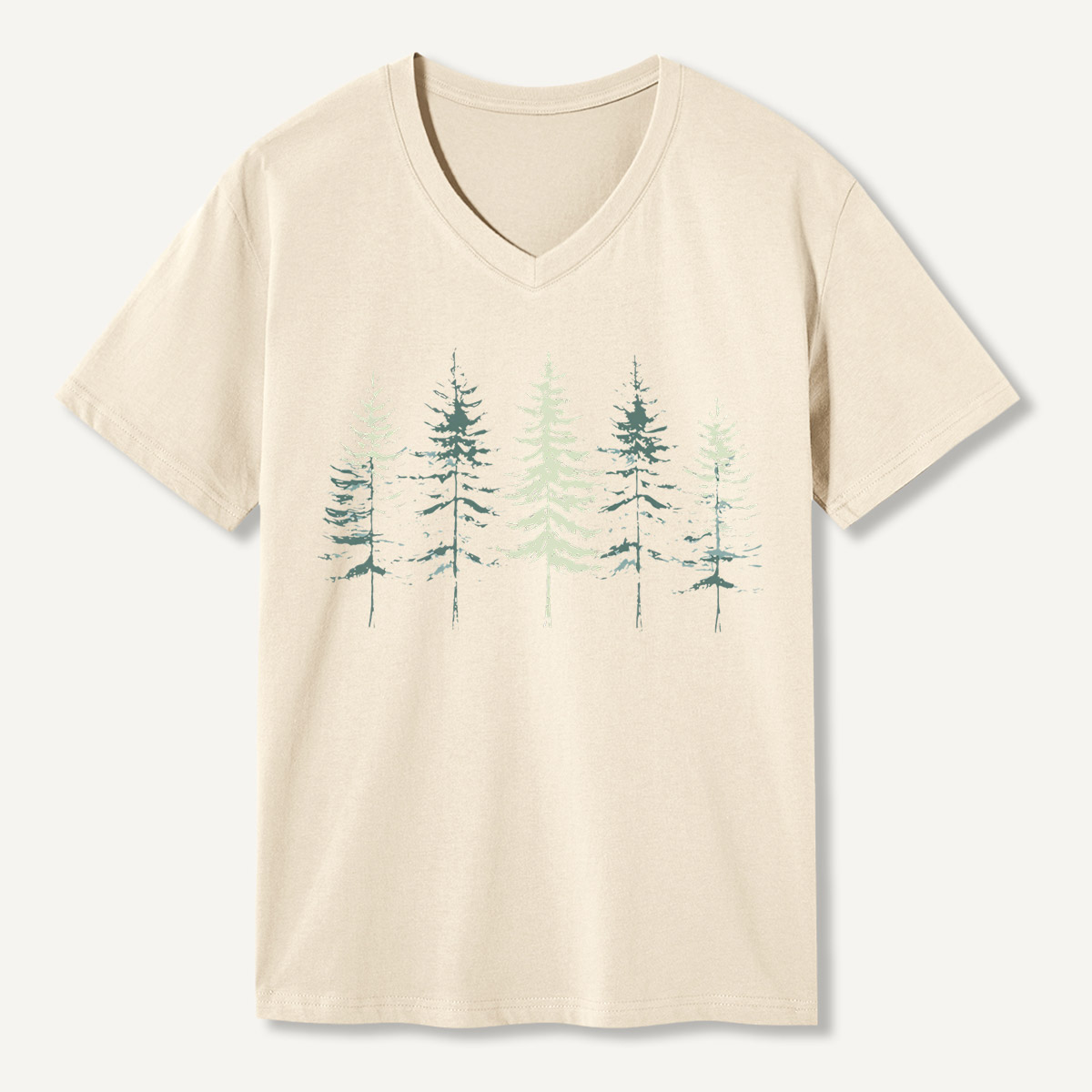 Minimal Pine Forest Silhouette V-neck T-Shirt