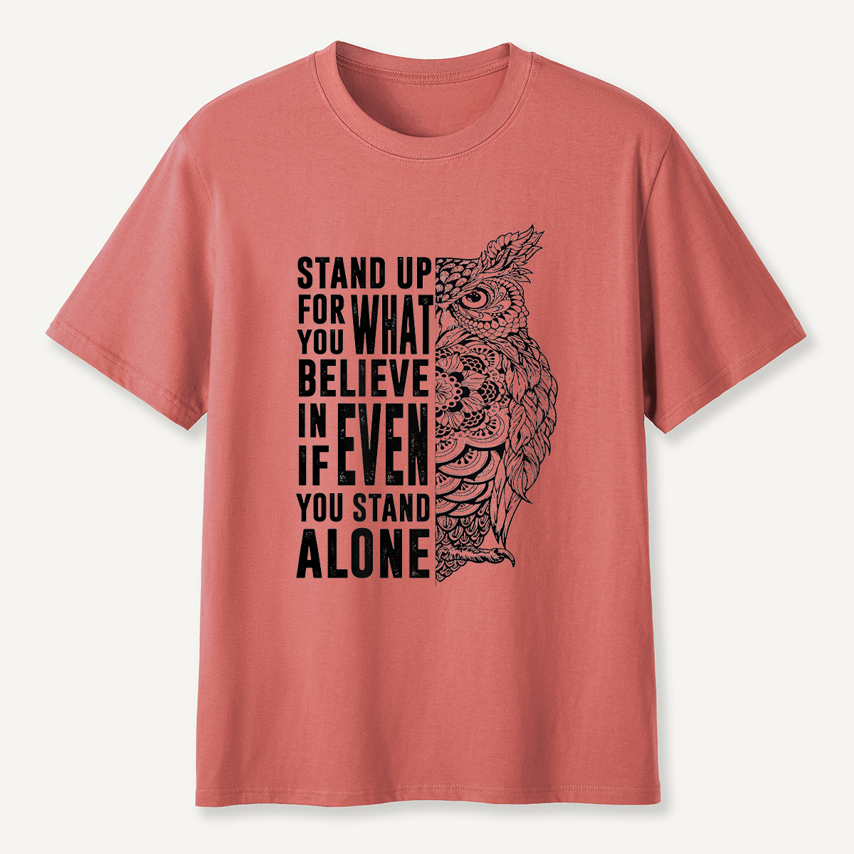 Stand Up for What You Believe Owl Half Mandala T-Shirt