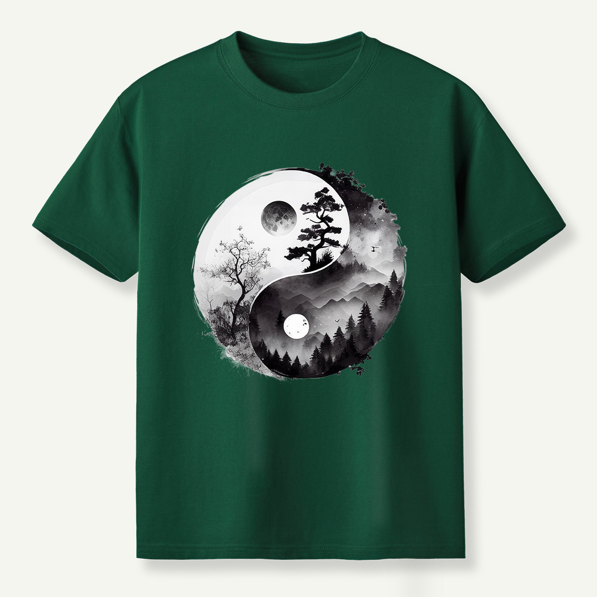 Yin Yang Mountain Forest Balance T-Shirt