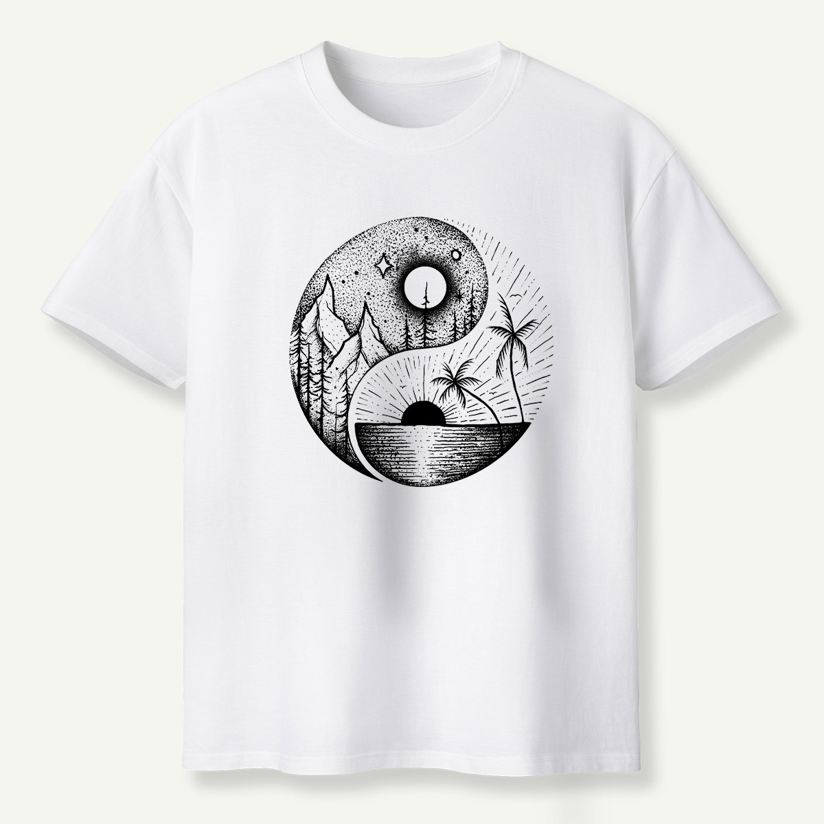 Yin Yang Sun Moon Forest Balance T-Shirt