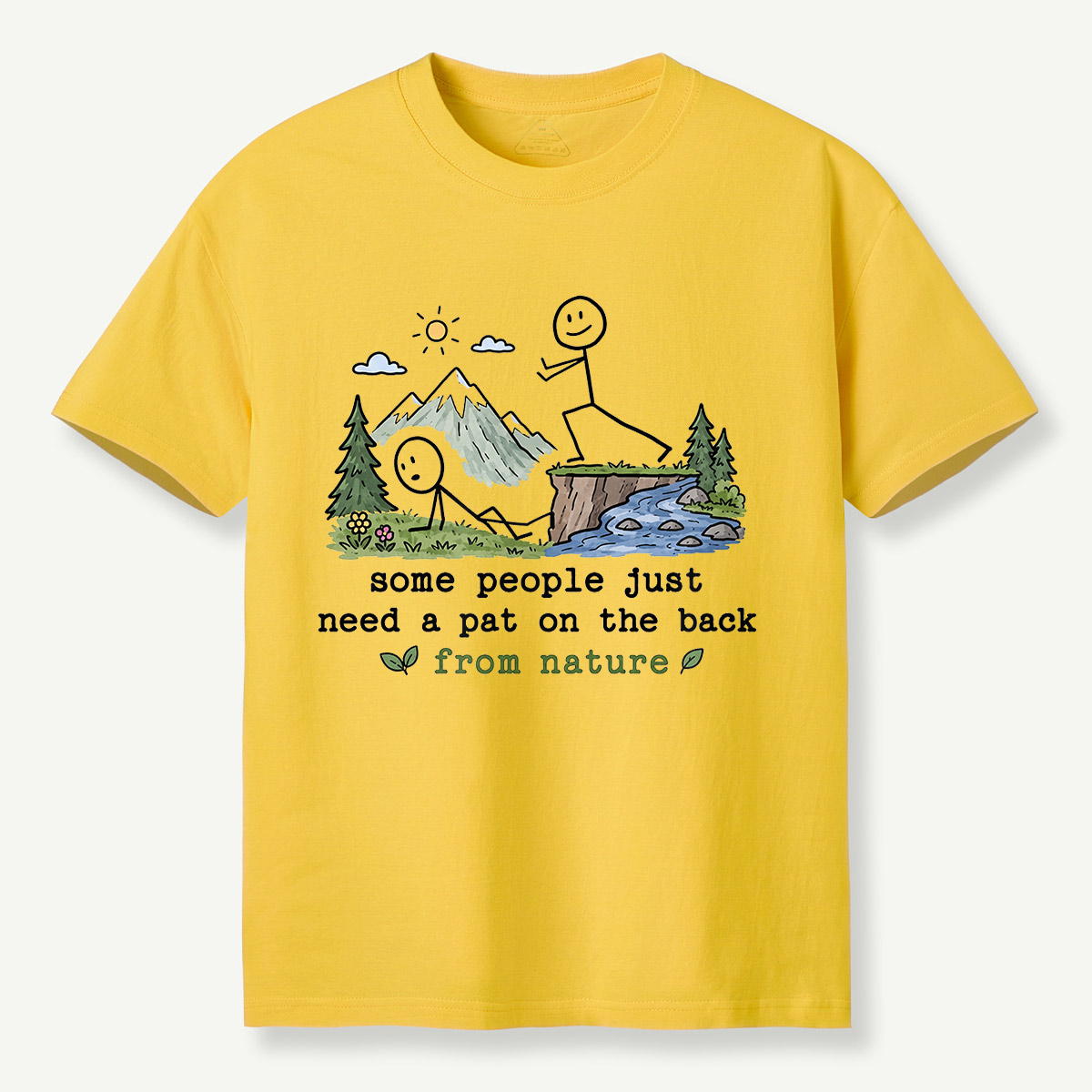 Pat on the Back from Nature Stick Figure Hiking T-Shirt