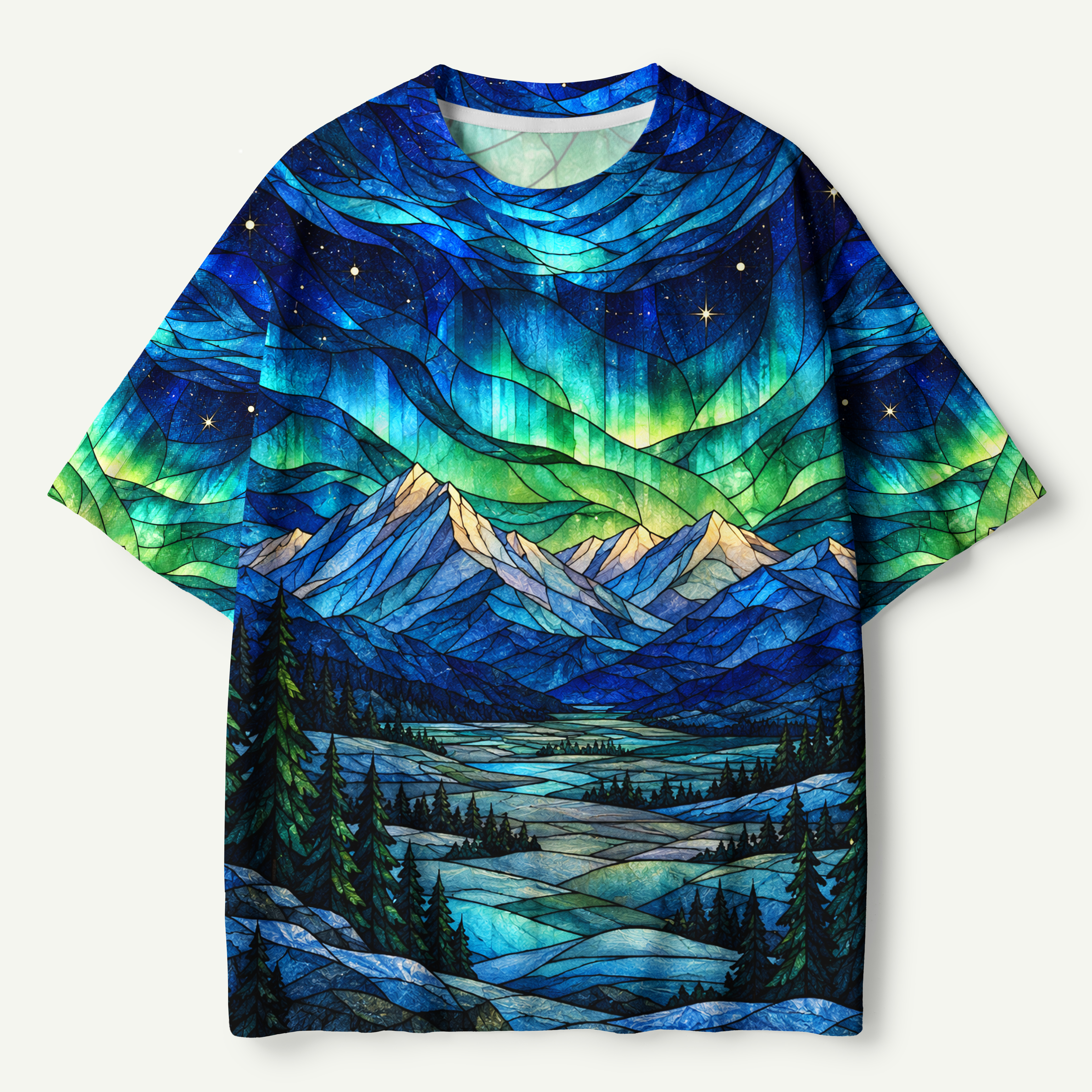Aurora Over Mountain Valley Premium Pure Cotton Tee