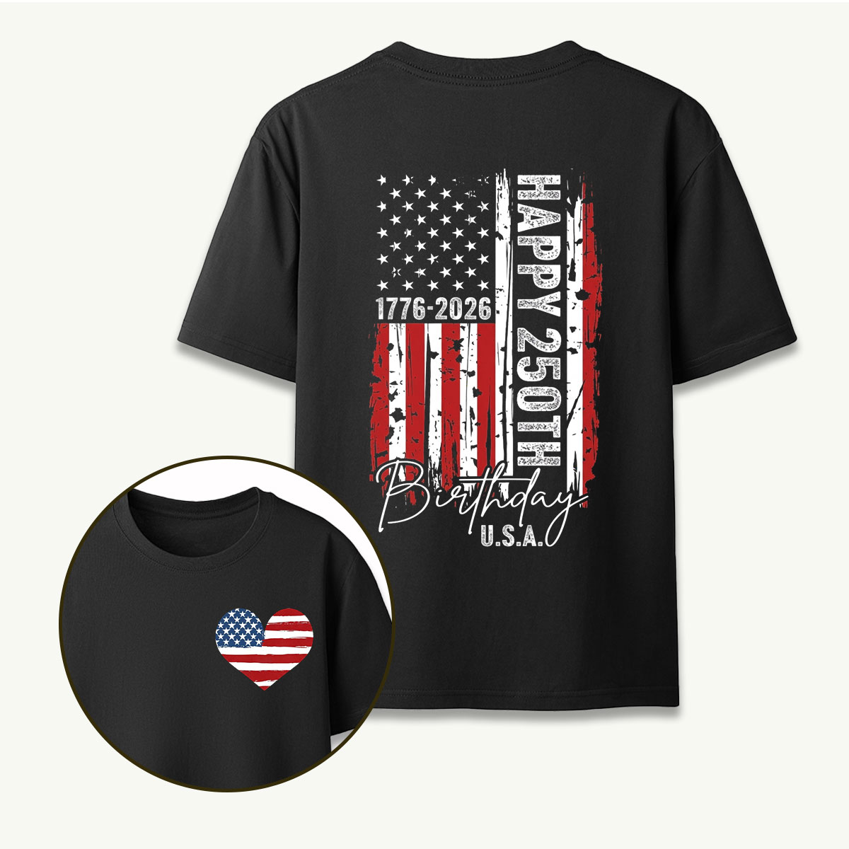 Happy 250th Birthday USA 1776‑2026 American Flag T-Shirt