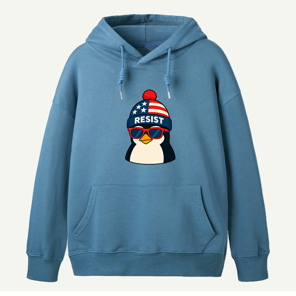Resist Penguin Wearing American Flag Winter Beanie And Sunglasses Hoodie