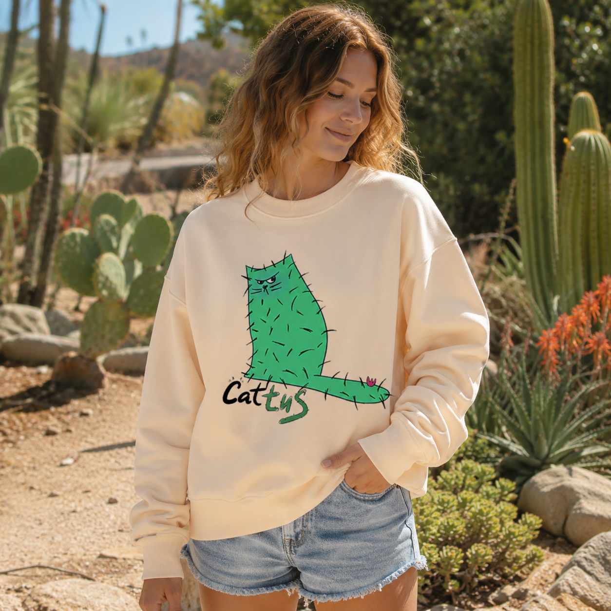 Cattus Cat Cactus Sweatshirts