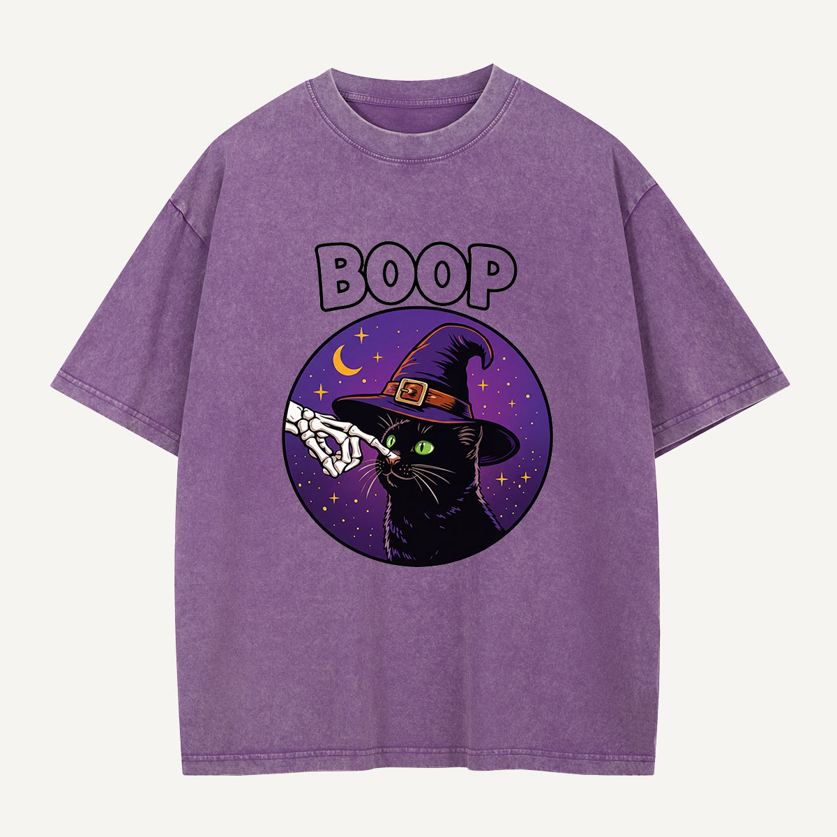 Witch Cat Gets the Boop Washed T-Shirt