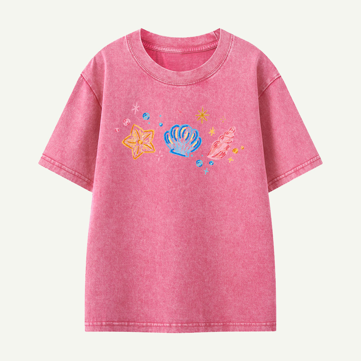 Sparkling Sea Treasures Navy Kids Washed T-Shirt