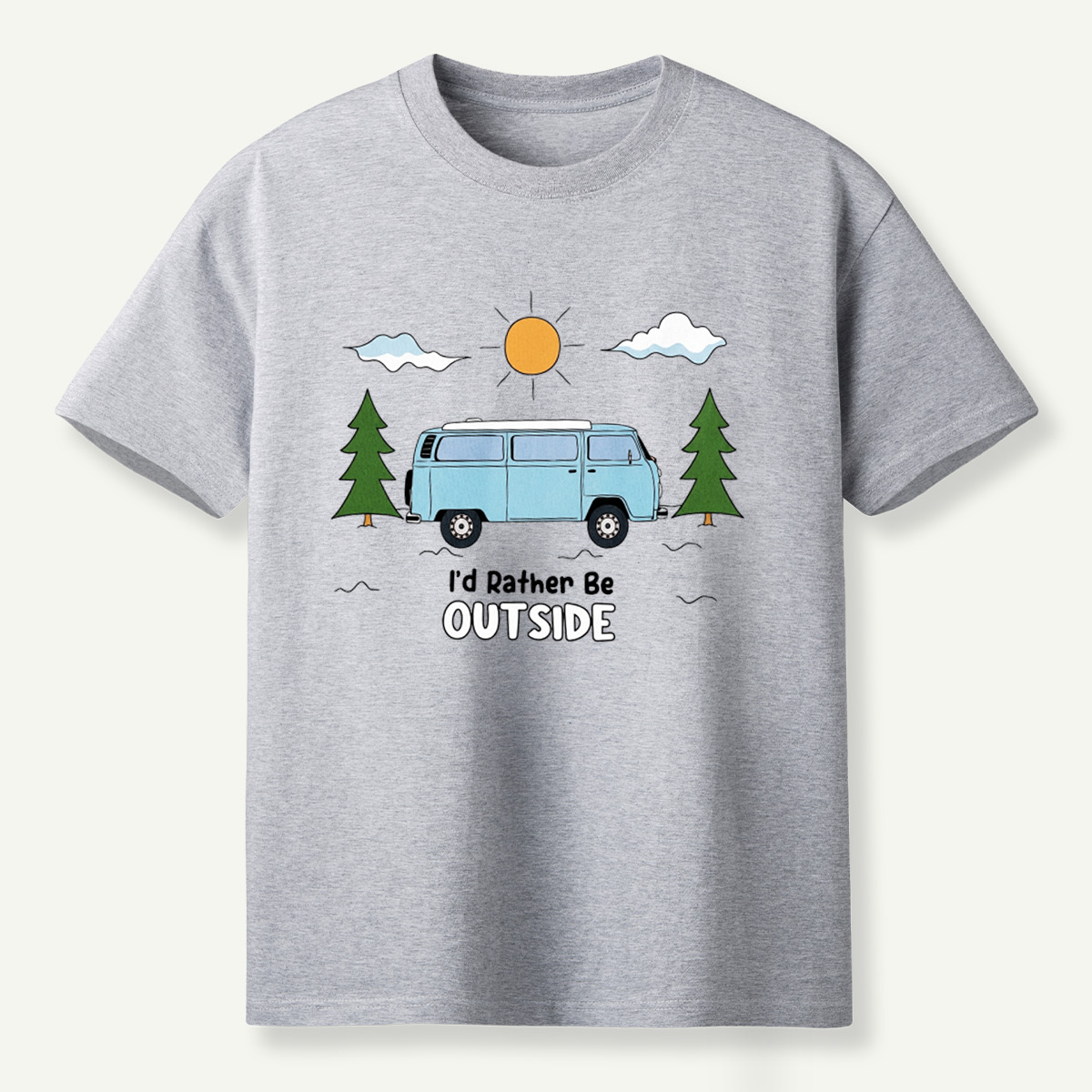 Id Rather Be Outside Camper Van Forest Sunset T-Shirt