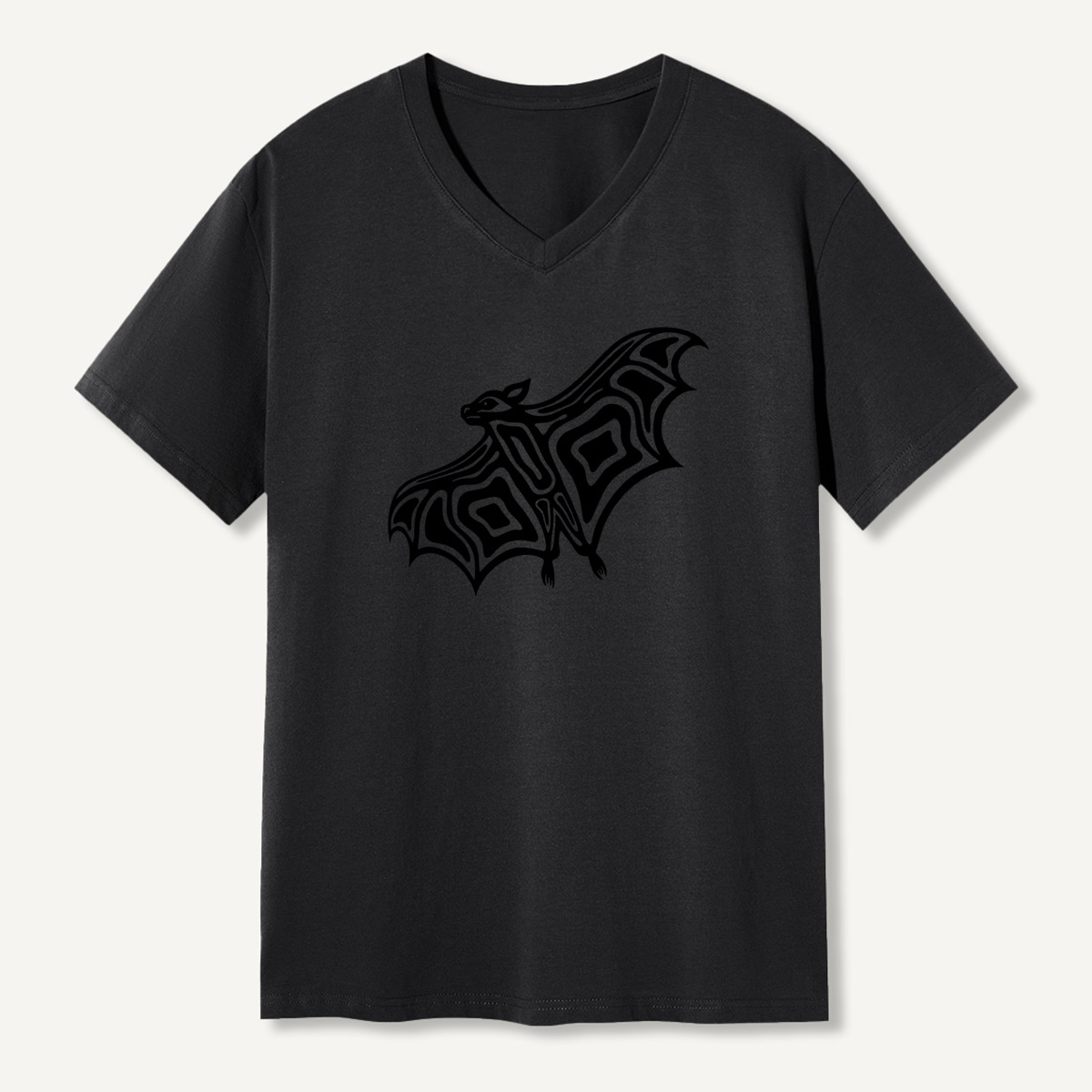 Line Art Bat Silhouette V-neck T-Shirt