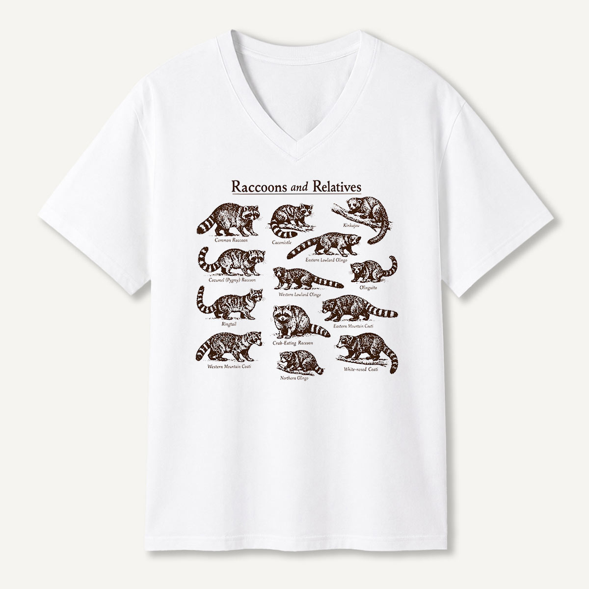 Raccoons And Relatives Vintage Field Guide V-neck T-Shirt