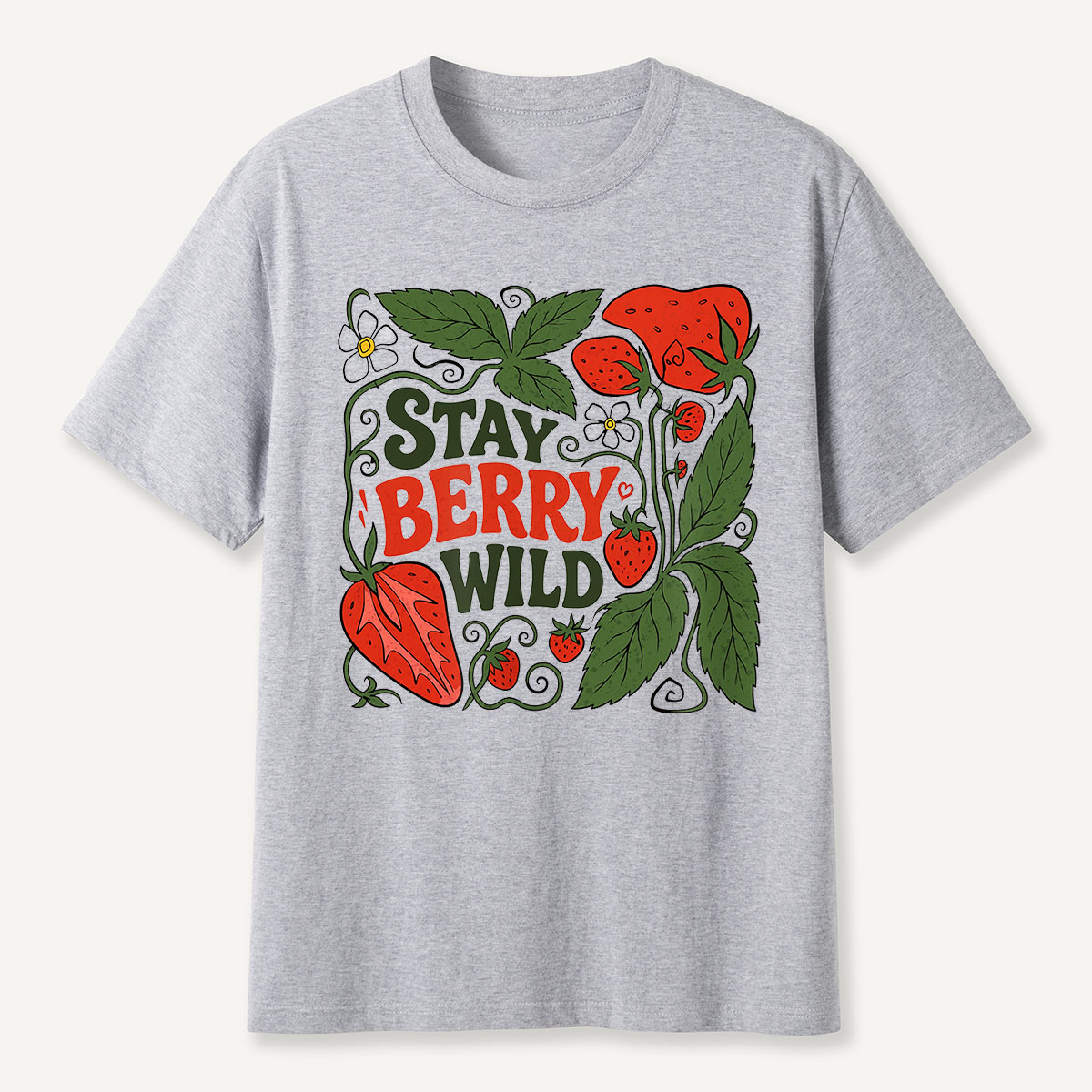 Stay Berry Wild Strawberry Illustration T-Shirt
